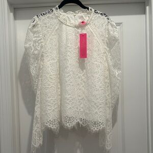 NWT Lilly Pulitzer Averi Long-Sleeve Blouse - White